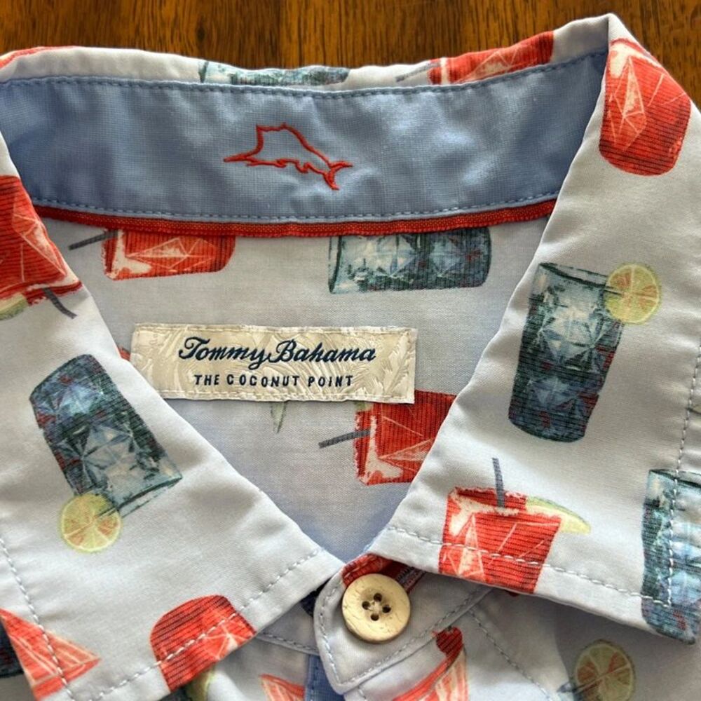 Tommy Bahama Coconut Point IslandZone Cocktail Camp Shirt L Tencel